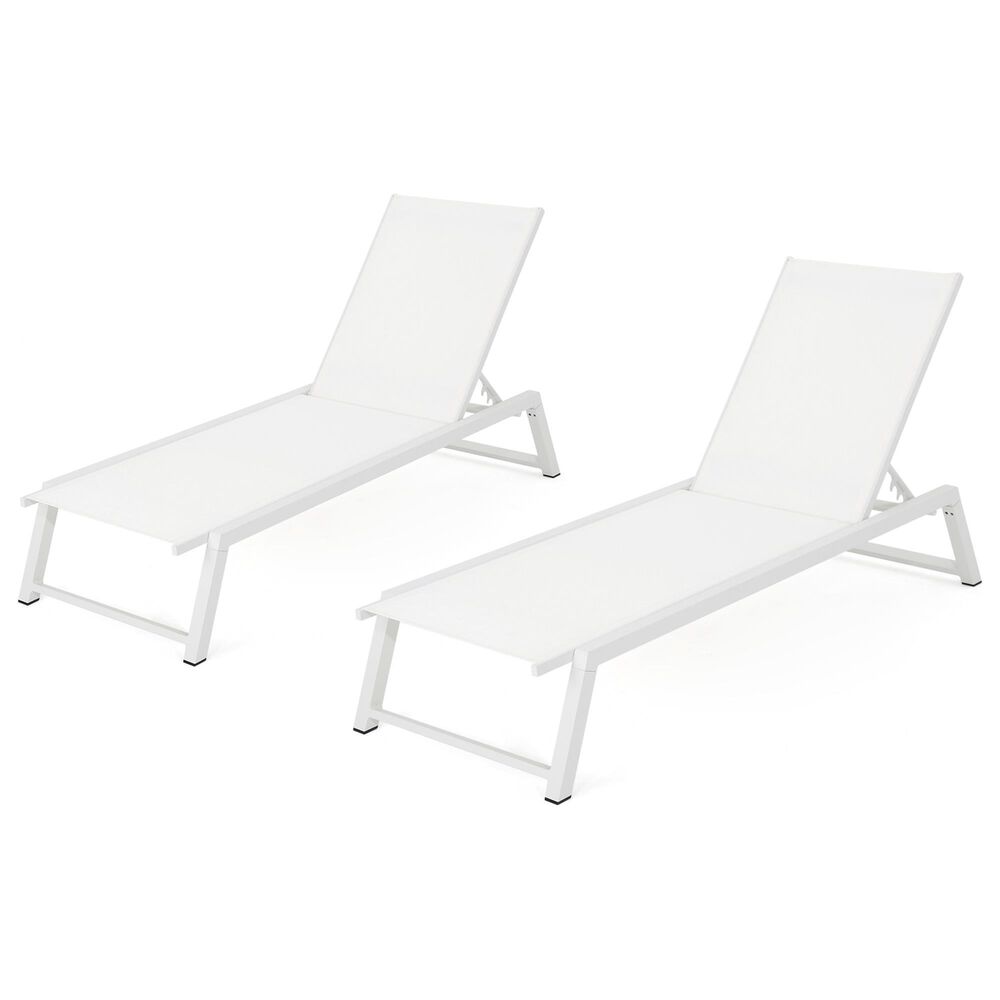 Noble House Belle Patio Chaise Lounge in White (Set of 2), , large