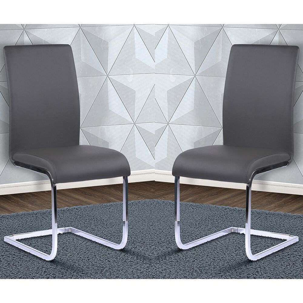 Blue River Amanda Dining Chair in Gray and Chrome (Set of 2), , large