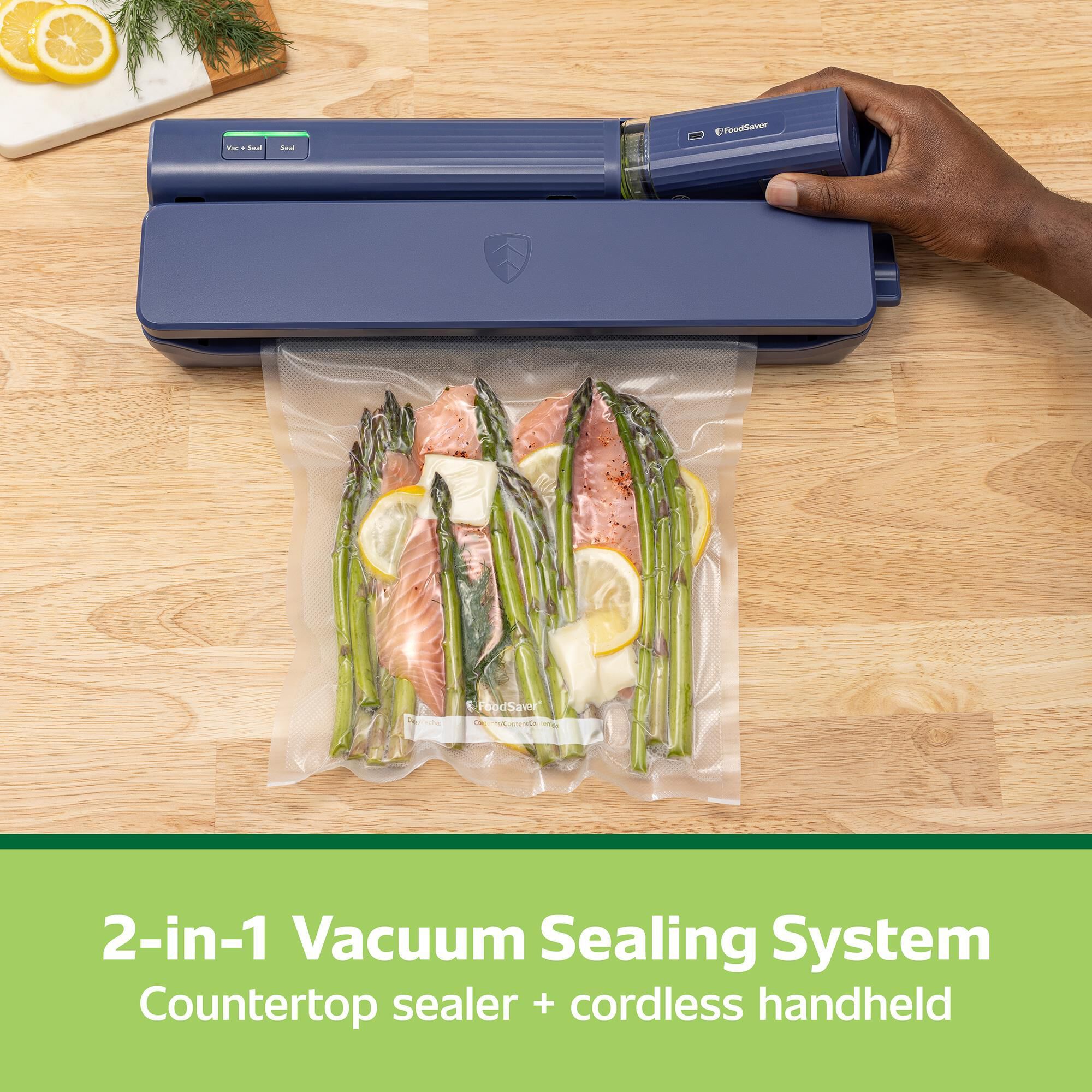 FoodSaver 2-in-1 Handheld+ Vacuum Sealing System in Matte Indigo Blue