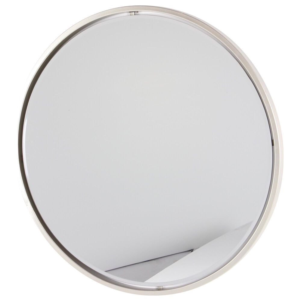 Maple and Jade 30&quot; Round Wall Mirror in Glossy Silver, , large