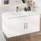 Lexora Home Geneva 36" Single Bathroom Vanity in Glossy White with 2 cm White Quartz Top and Rectangular Sink, , large