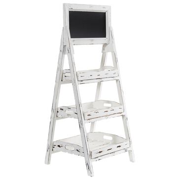Nearly Natural Inc 3" Farmhouse Stand with Chalkboard in White Washed, , large