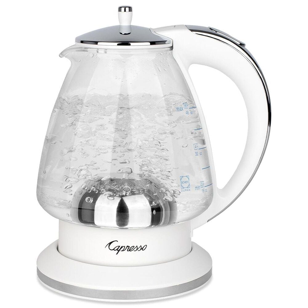 Jura H2O Glass 48 Oz Rapid Boil Kettle in White and Polished Chrome, , large