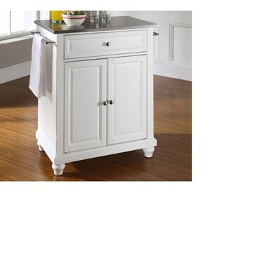 Crosley Furniture Cambridge Stainless Steel Top Portable Kitchen Island in White, , large