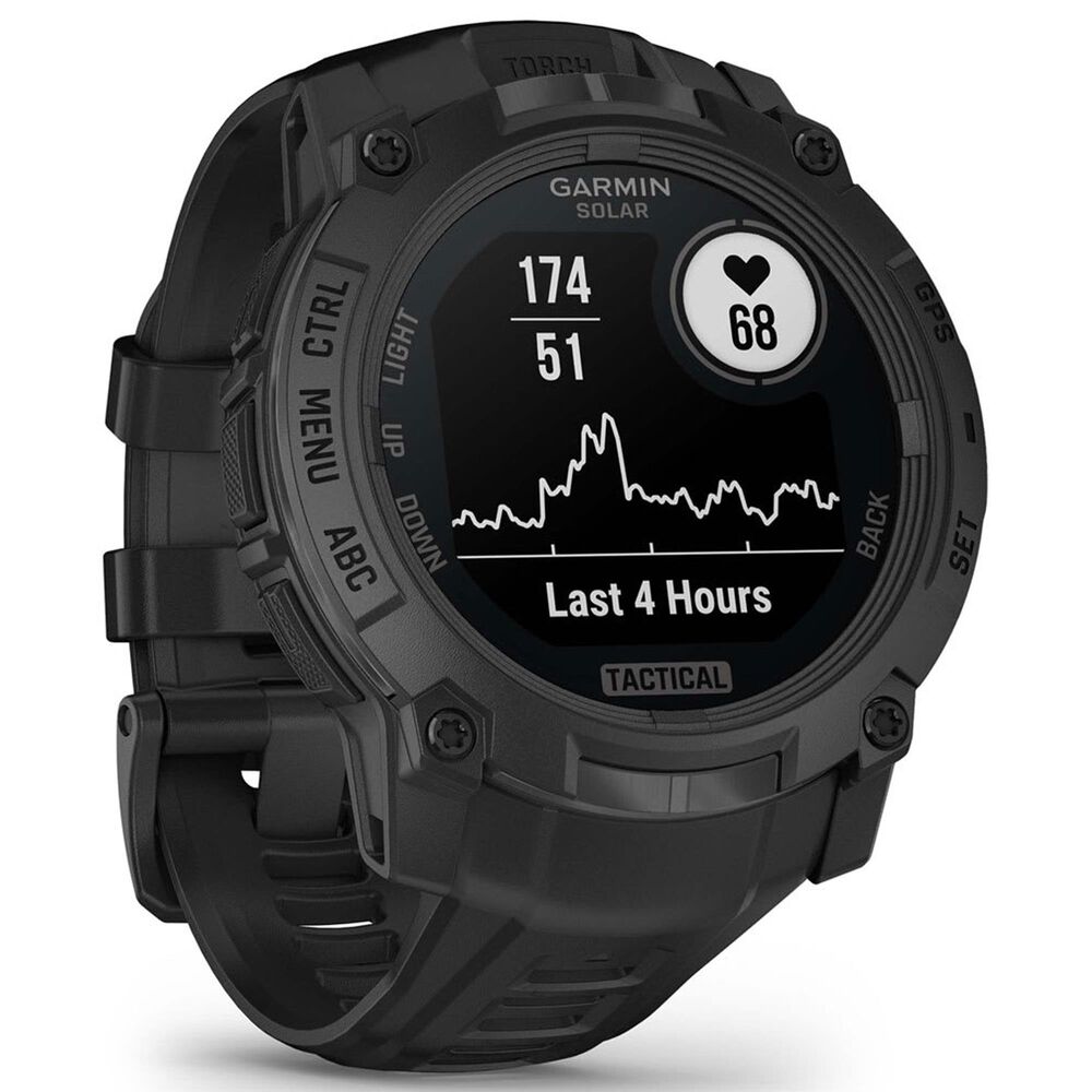 Garmin Instinct 3 Tactical Edition Solar Smartwatch 50mm Case with Silicone Sport Band in Black, , large