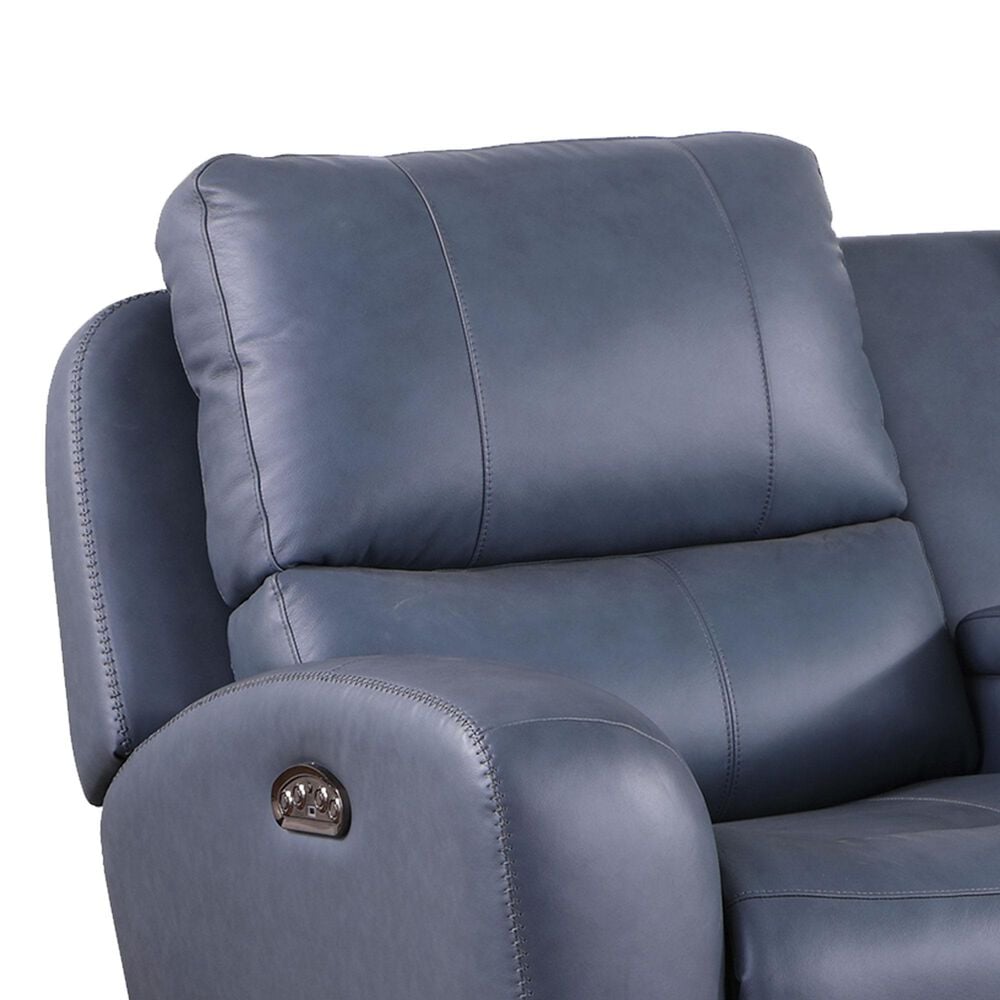 Italiano Furniture Cambria Power Reclining Console Loveseat with Power Headrests in Blue, , large