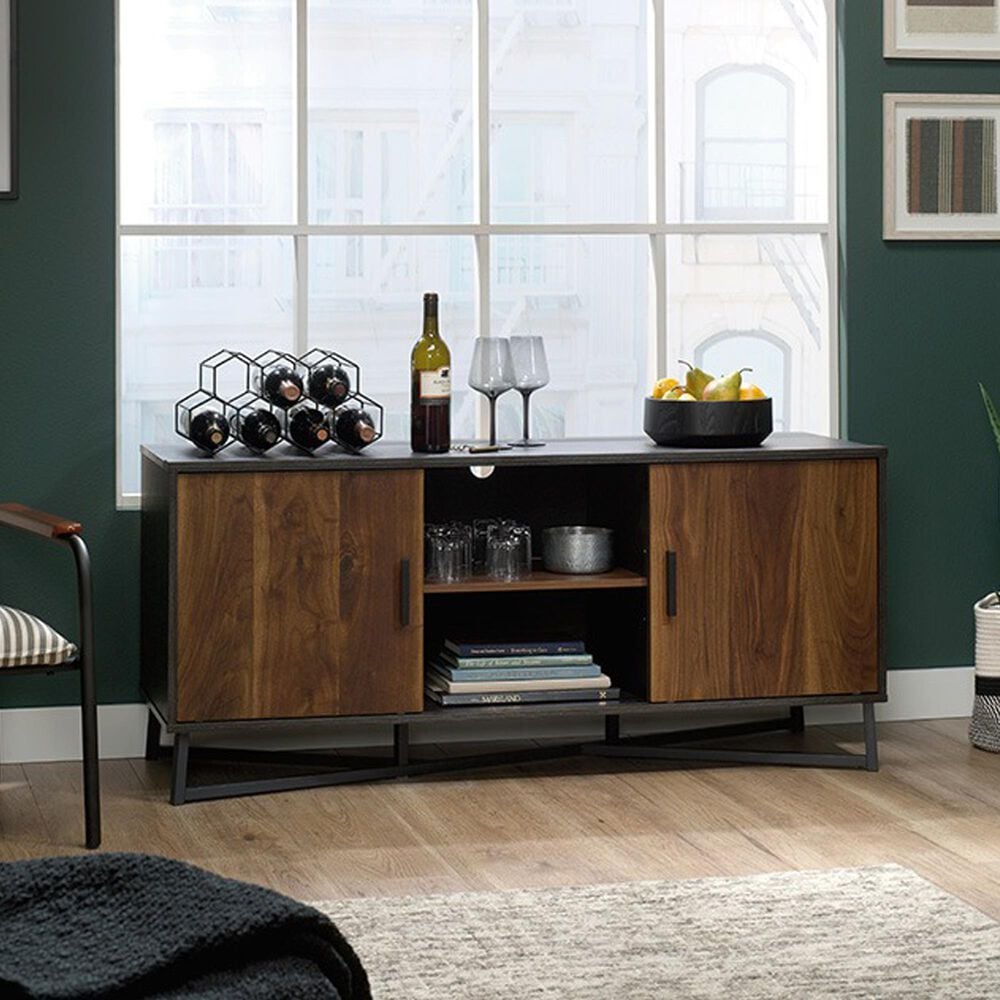 Sauder Canton Lane 54&quot; TV Credenza in Brew Oak, Grand Walnut and Black, , large