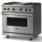 Viking Range 36" Freestanding Sealed Burner Gas Range with Brushed Brass Accents in Stainless Steel, , large