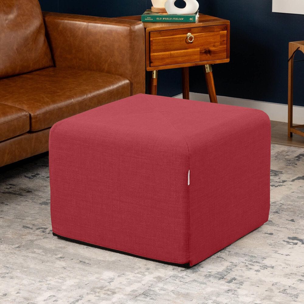 Jaxx Monroe Medium Ottoman in Poppy Red, , large