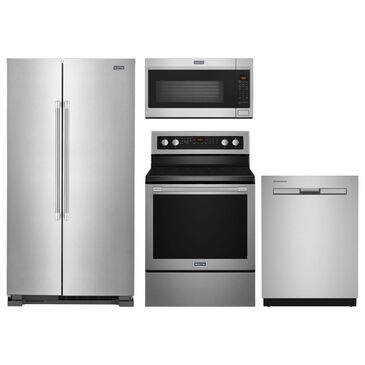 Maytag 4-Piece Kitchen Package with 36" Side-by-Side Refrigerator and 6.4 Cu. Ft. Electric Range in Stainless Steel, , large