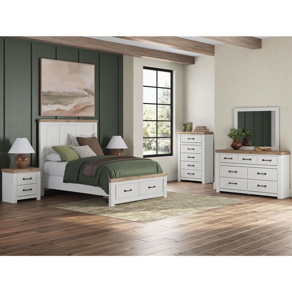 Ashley Savonport Queen Storage Panel Bed in White and Brown, , large