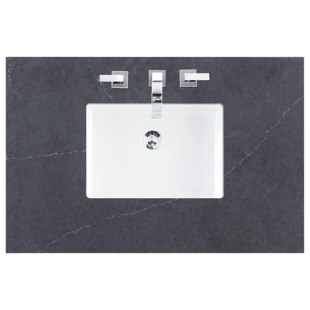 James Martin Vanities Marcello 36&quot; Single Bathroom Vanity in Chestnut with 3 cm Charcoal Soapstone Quartz Top and Rectangular Sink, , large