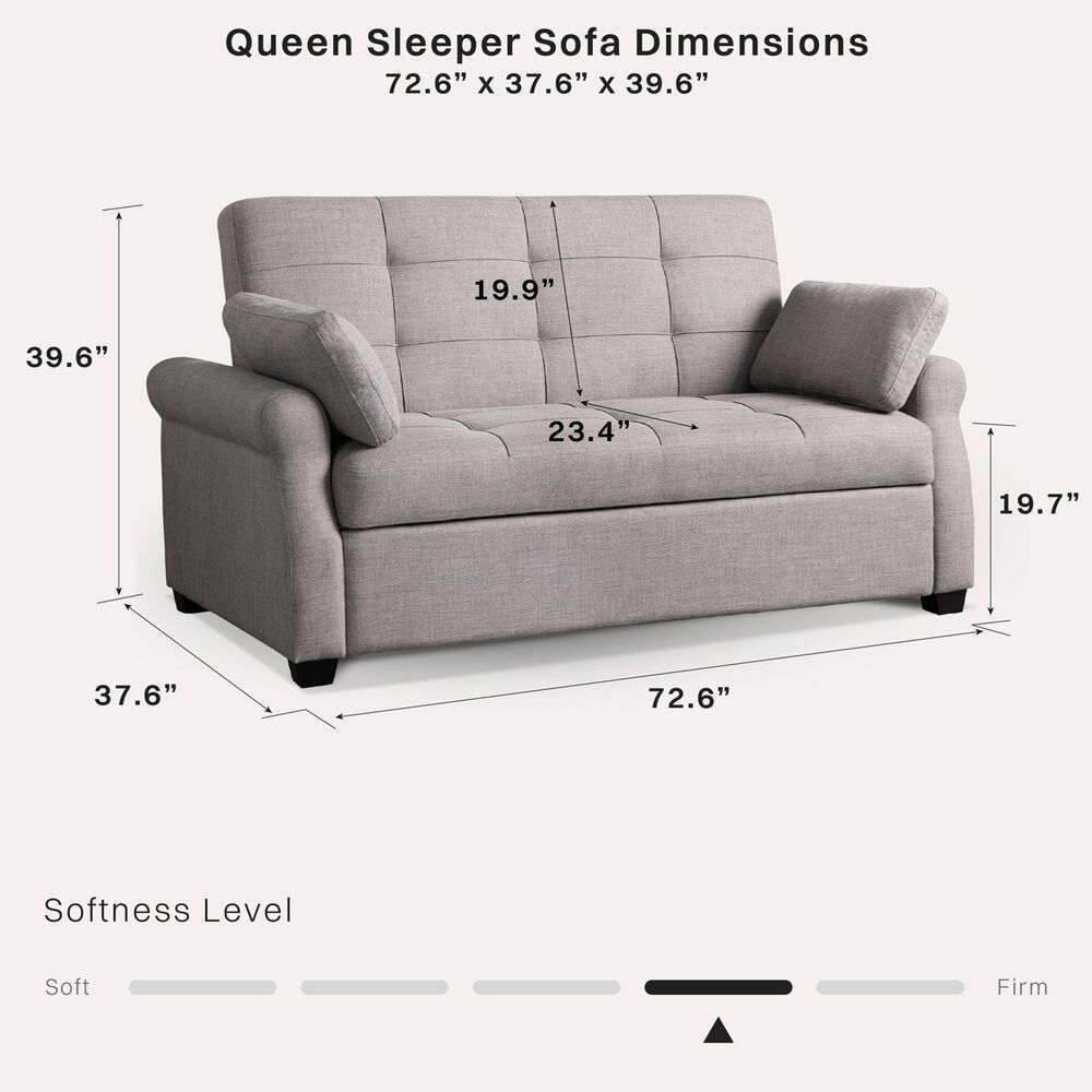 Lifestyle Solutions Hampton Queen Convertible Sofa in Steel, , large