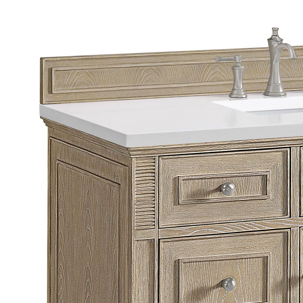 James Martin Vanities Lorelai 48&quot; Single Vanity in Whitewashed Oak with 3 cm White Zeus Quartz Top, , large