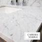 Lexora Home Dukes 60" Double Bathroom Vanity in Navy Blue with 2 cm White Carrara Marble Top and Rectangular Sinks, , large