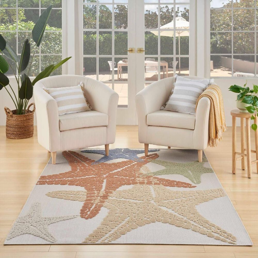 Nourison Aloha ALH28 7&#39;10&quot; x 10&#39;6&quot; Ivory and Multicolor Indoor/Outdoor Area Rug, , large