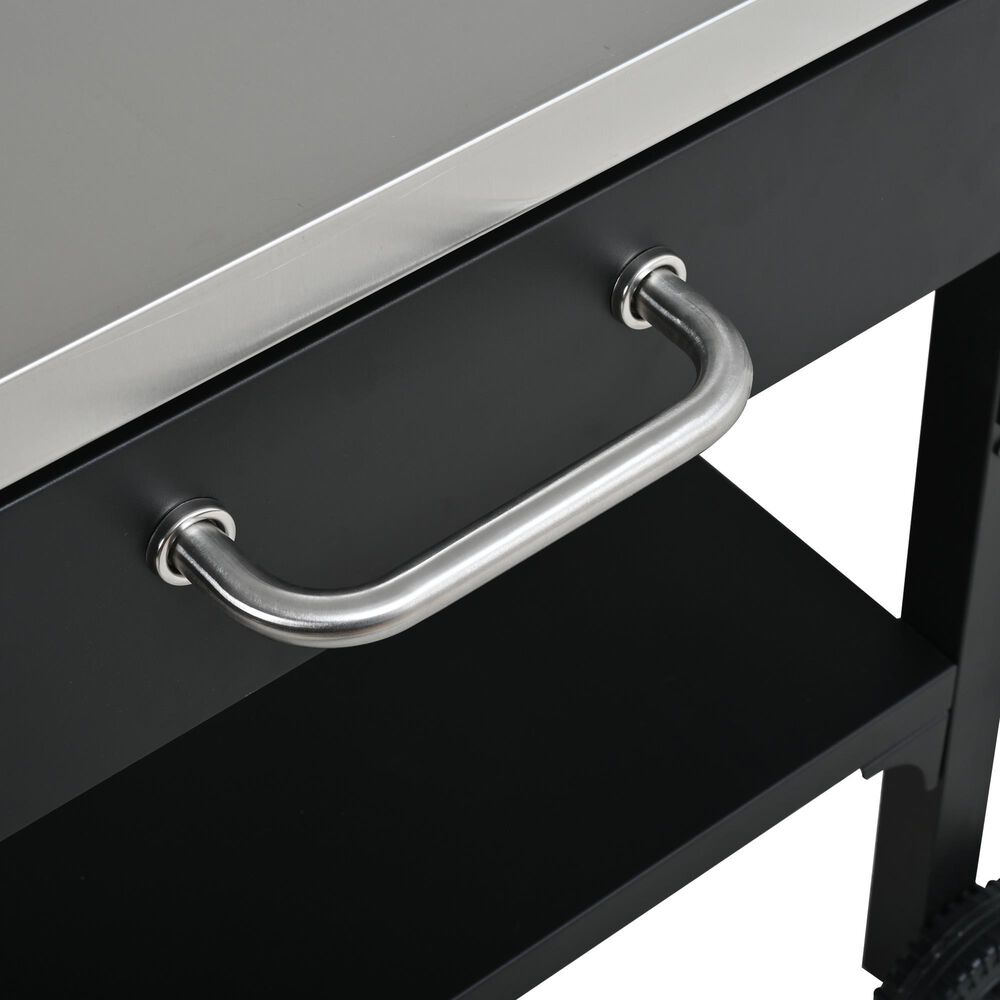 Hearth and Haven Outdoor Foldable Kitchen Cart with Side Table in Black, , large