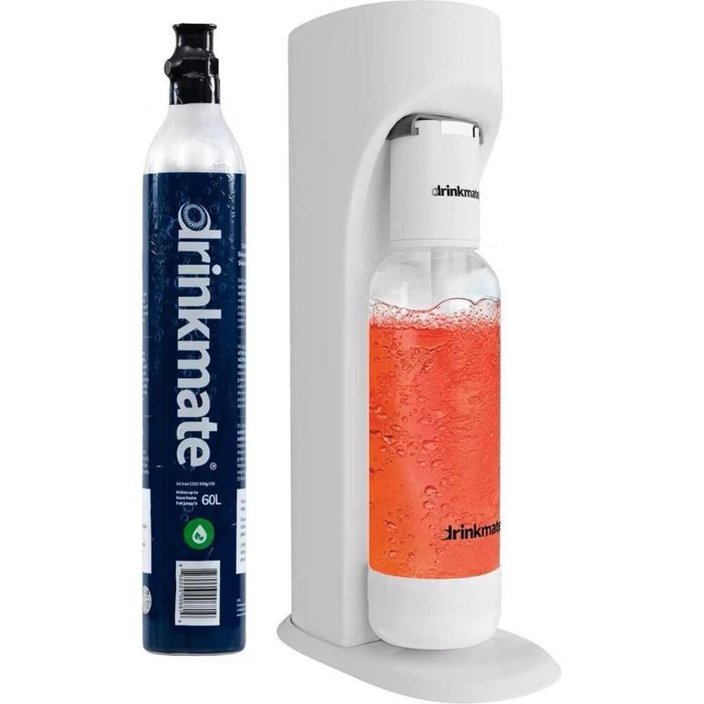 Drinkmate OmniFizz Sparkling Water and Soda Maker Machine with 60L CO2 Cartridge and 1L Re-Usable Bottle in Classic White, , large
