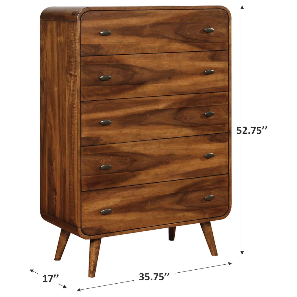 Pacific Landing Robyn 5 Drawer Chest in Dark Walnut, , large