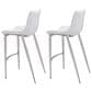Zuo Modern Magnus Bar Stool in White and Silver (Set of 2), , large