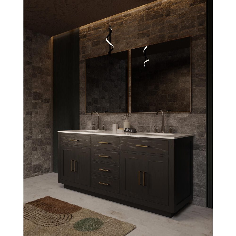 Lexora Home Abbey 72&quot; Double Bathroom Vanity in Black Oak with 2 cm White Cultured Marble Top and Rectangular Sinks, , large