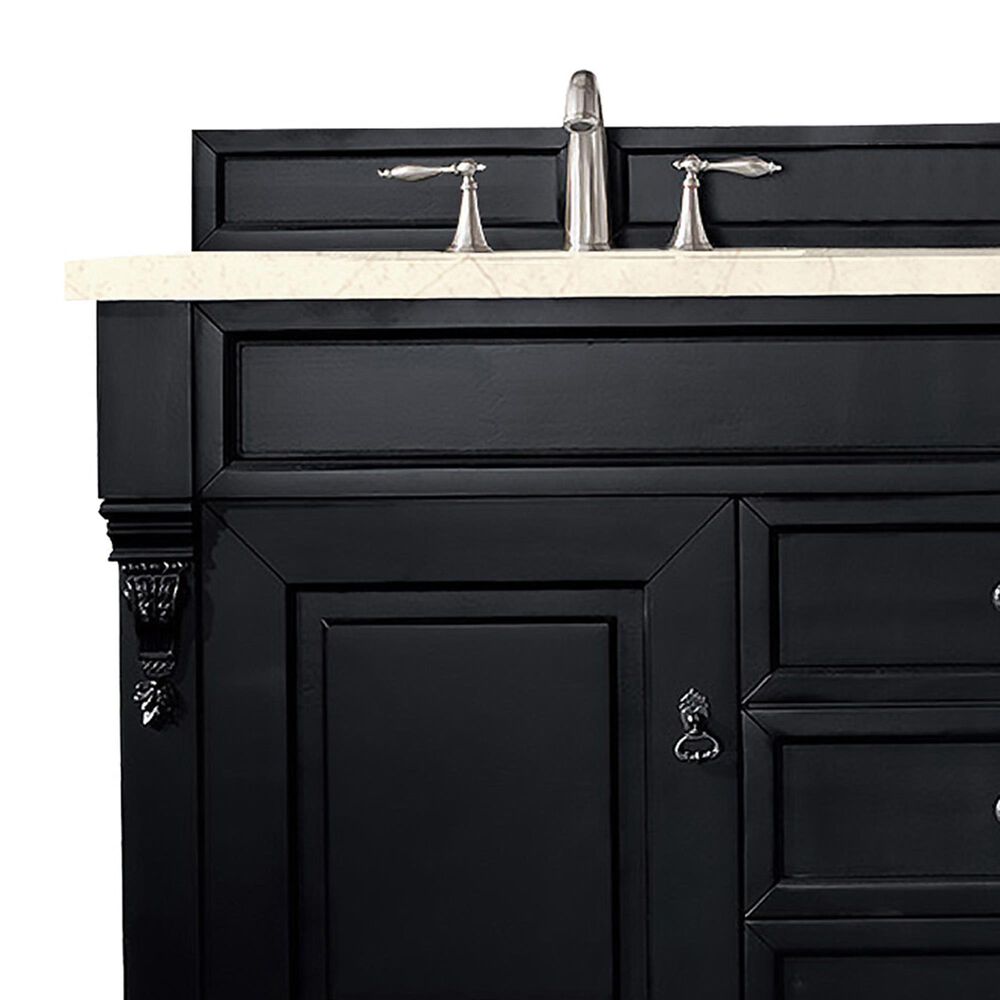 James Martin Vanities Brookfield 60&quot; Double Bathroom Vanity in Antique Black with 3 cm Eternal Marfil Quartz Top and Rectangle Sinks, , large