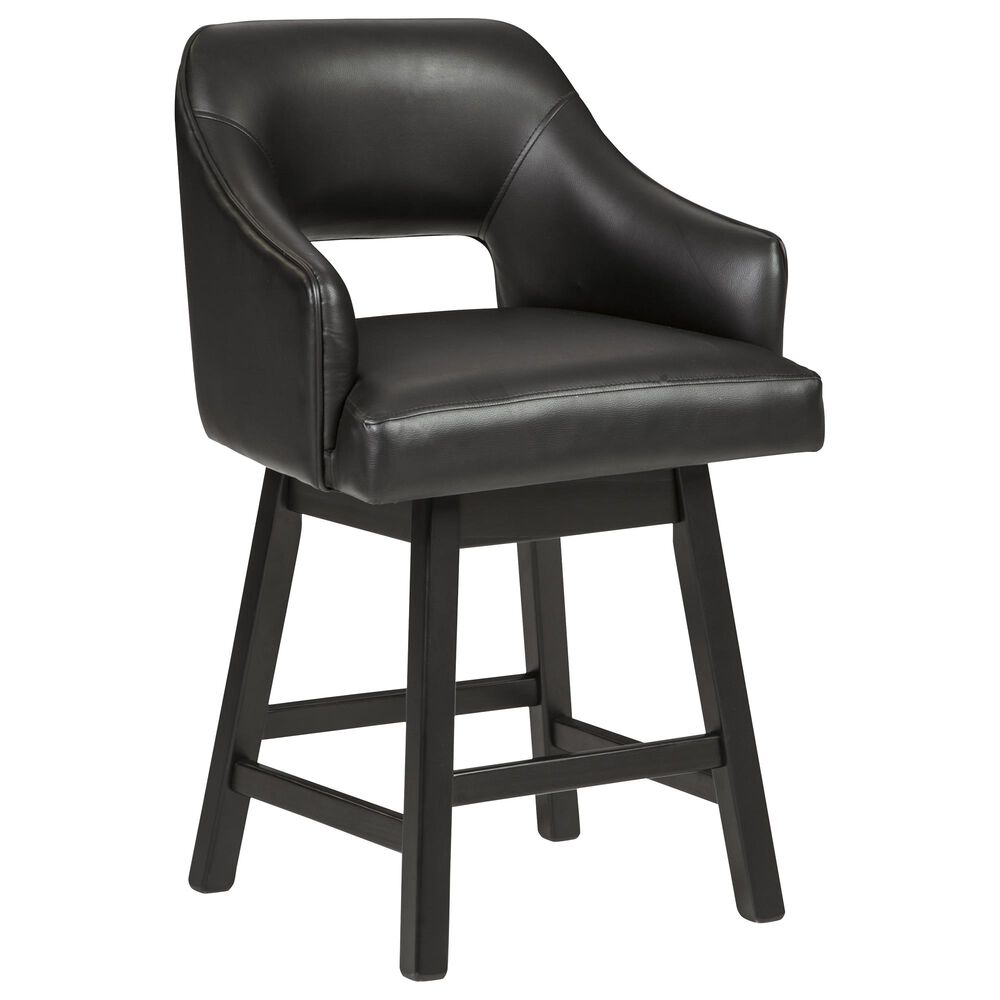 Signature Design by Ashley Tallenger 25" Swivel Counter Stool with Black Cushion in Dark Brown, , large