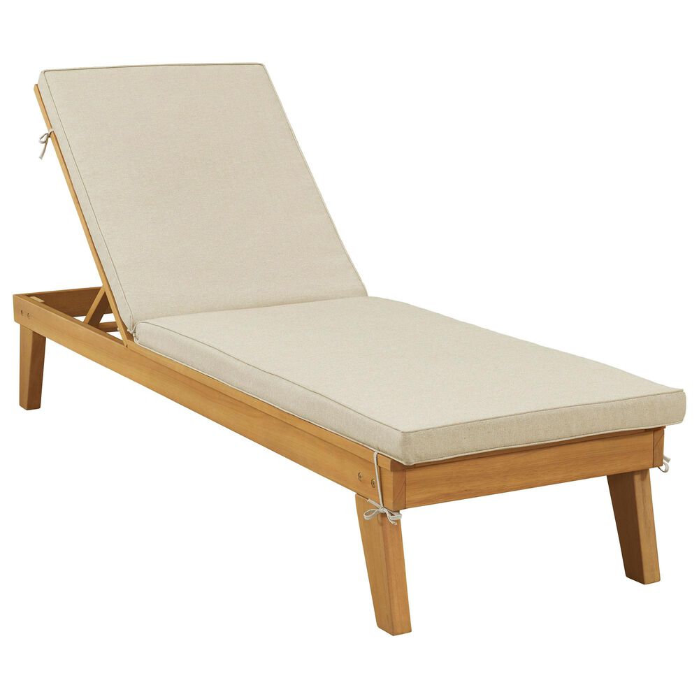 Signature Design by Ashley Byron Bay Chaise Lounge with Beige Cushion in Light Brown, , large