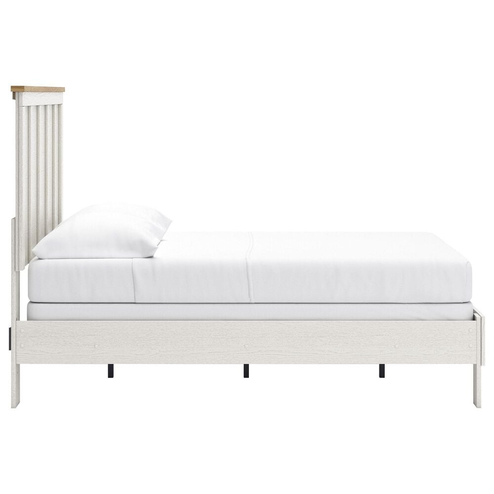 Ashley Linnocreek 4-Piece Full Bedroom Set in White and Warm Brown, , large