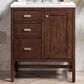 James Martin Vanities Addison 30" Single Vanity Cabinet in Mid Century Acacia with 3 cm White Zeus Quartz Top and Rectangular Sink, , large