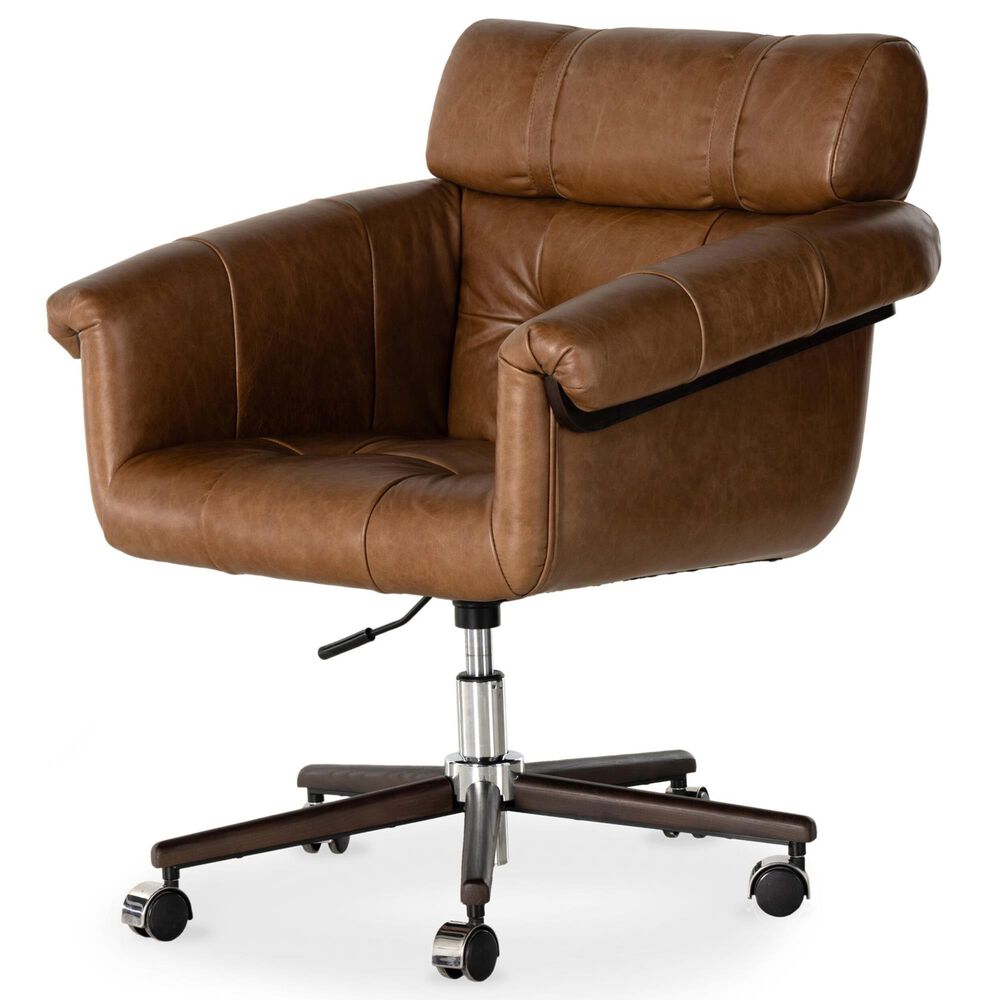 Four Hands Allston Desk Chair in Mocha Ash and Polished Aluminum, , large