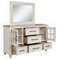 Ashley Shaybrock 5-Drawer Dresser and Mirror in Antique White and Brown, , large