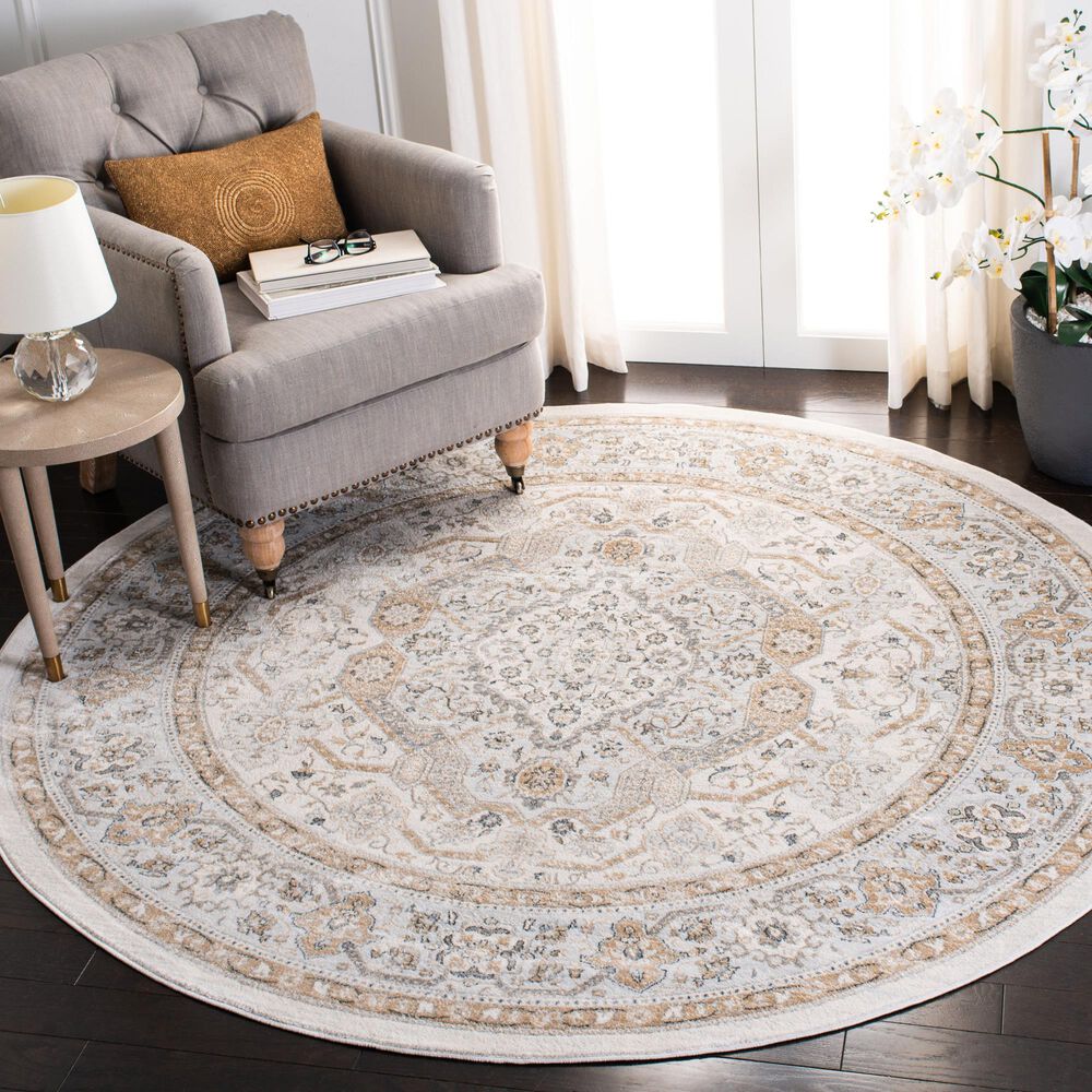 Safavieh Isabella ISA916B 6&#39;7&quot; Round Cream and Beige Area Rug, , large