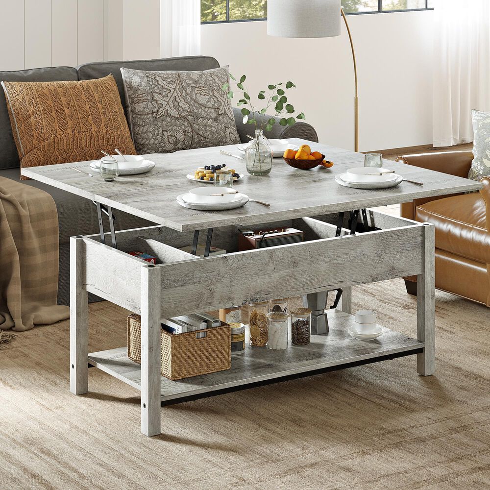 HOMLUX Lift Top Coffee Table in Light Grey, , large