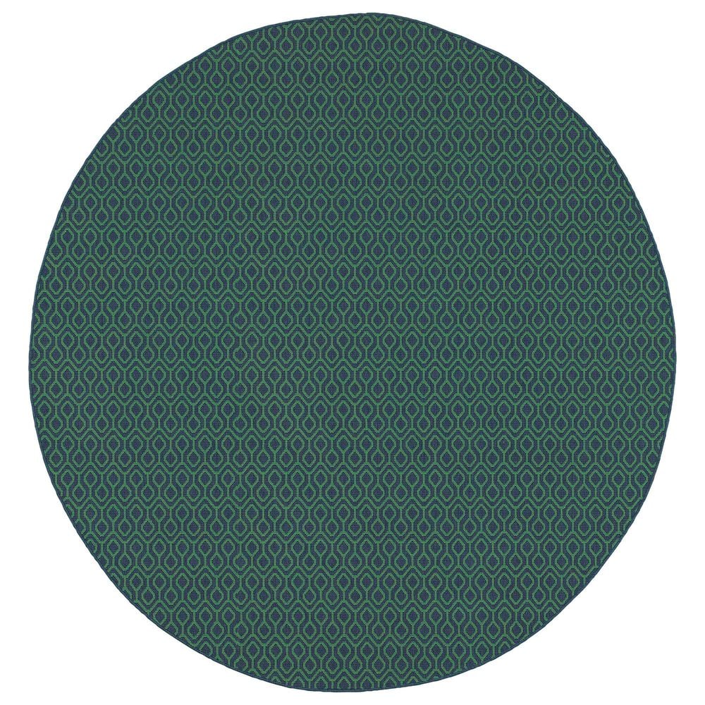 Oriental Weavers Meridian 1634Q 7"10" Round Navy Area Rug, , large