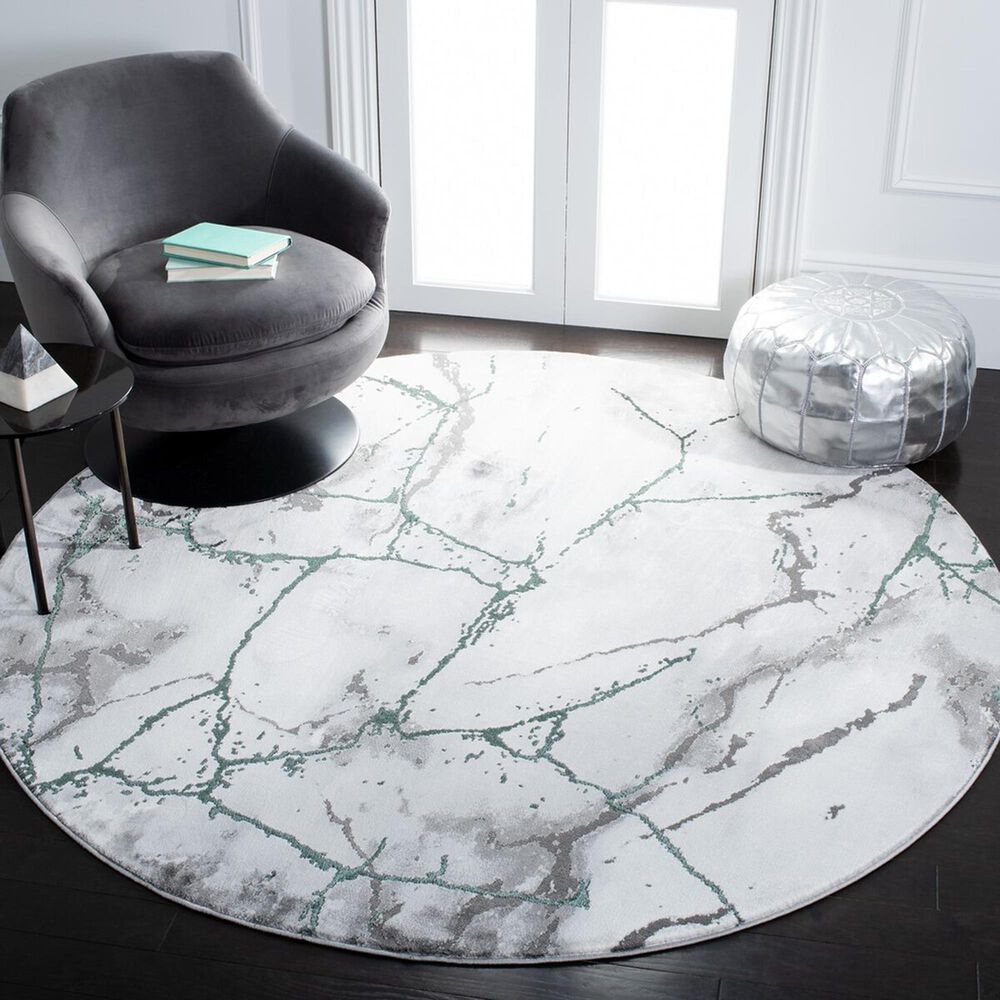 Safavieh Craft CFT877Y 6&#39;7&quot; Round Grey and Green Area Rug, , large
