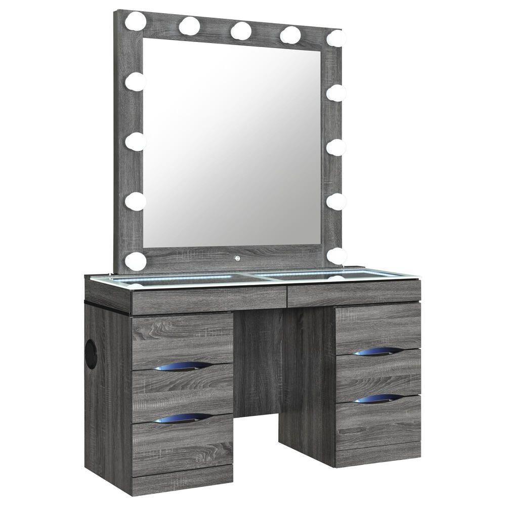 Modern Market Lexi Vanity Set with Stool in Grey, , large