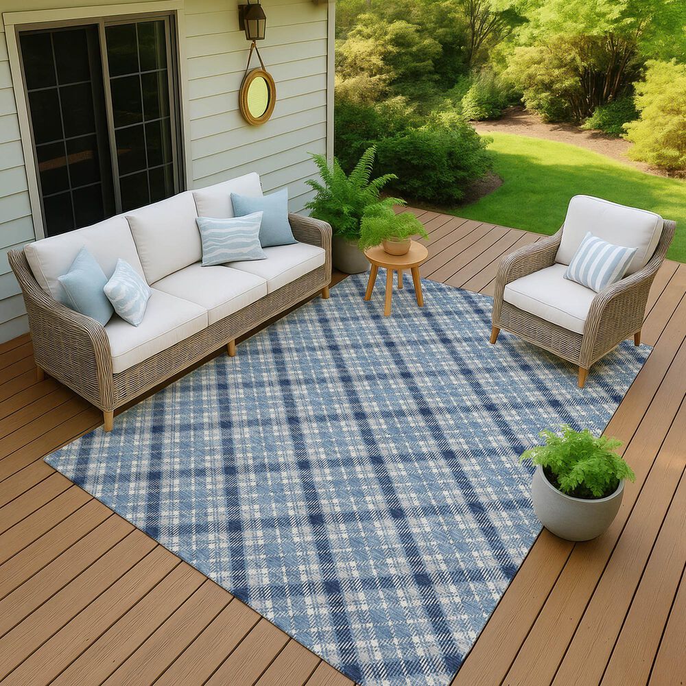 Dalyn Rug Company Soft Essentials Plaid Denim 10' x 14' Indoor/Outdoor Area Rug, , large