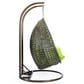 Leisuremod 57" Patio 2-Seat Hanging Egg Swing Chair with Light Green Cushion in Beige, , large