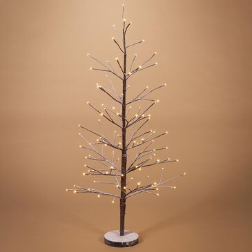 The Gerson Company 4" Electric UL Lighted Snowy Tree with 100 LED Lights in Brown, , large