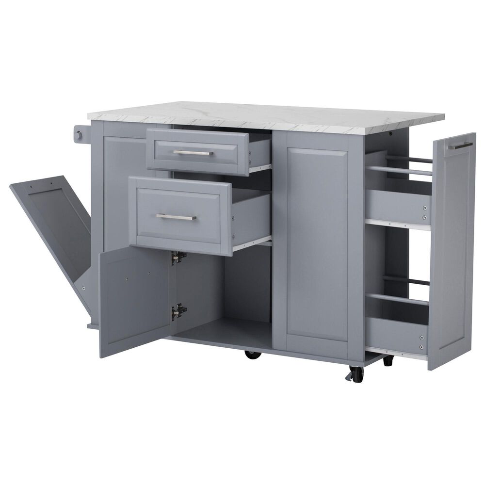 HOMLUX 51" Kitchen Island with Tilt Trash Can Cabinet in Grey, , large