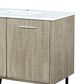 Lexora Home Lancy 36" Single Bathroom Vanity in Rustic Acacia with 2 cm White Quartz Top and Rectangular Sink, , large