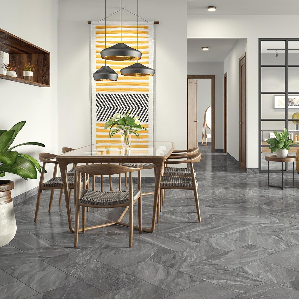 Interceramic Cortina Rectified Chariot Gray 18" x 36" Polished Porcelain Tile, , large