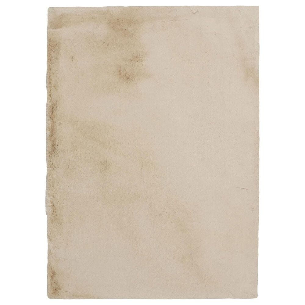 Linon Maven Faux Rabbit 5" x 7" Sand Area Rug, , large