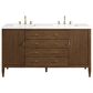 James Martin Vanities Mirin 60" Double Vanity in Mid Century Walnut with 3 cm White Zeus Quartz Top, , large