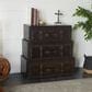 Maple and Jade 3-Drawer Vintage Faux Leather Room Chest with Buckles and Straps Details in Brown, , large