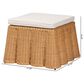 Baxton Studio Palm 27" Square Ottoman with Light Honey Rattan in White, , large
