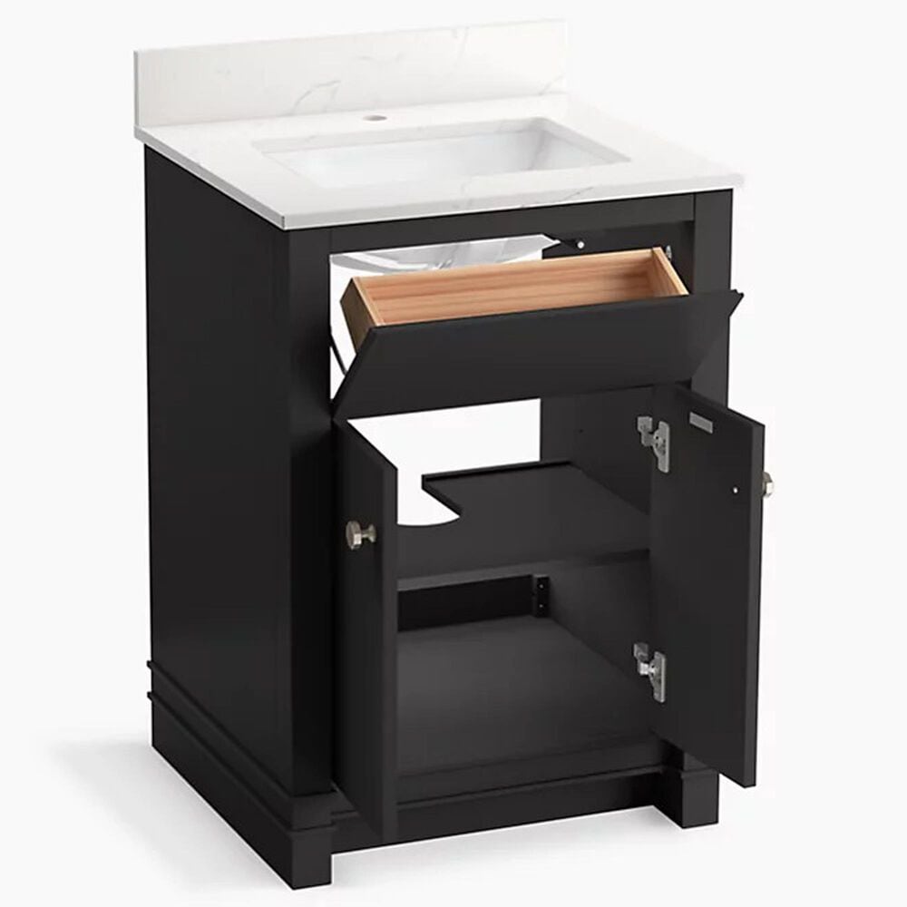 Kohler Alouette 24" Single Bathroom Vanity in Ferrous Grey with 2 cm White Quartz Top and Rectangular Sink, , large