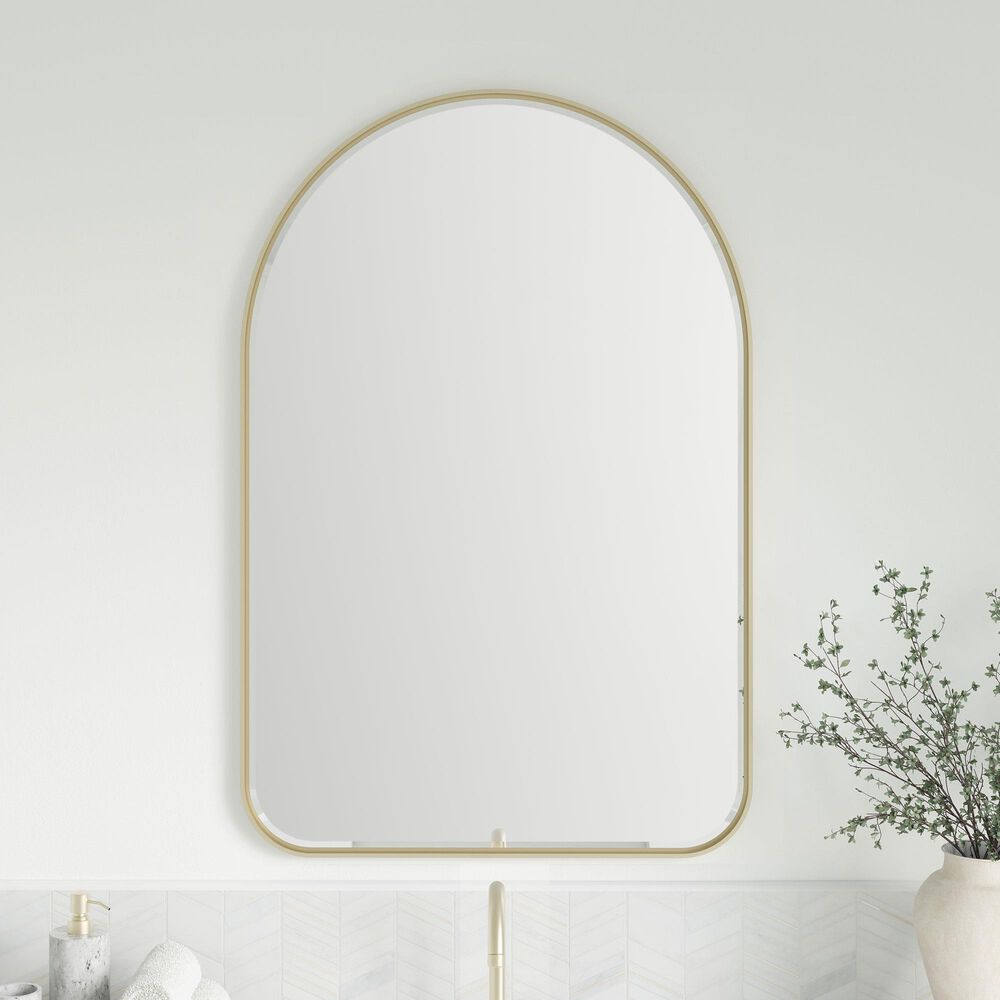 James Martin Rohe 24&quot; Arched Mirror in Champagne Brass, , large