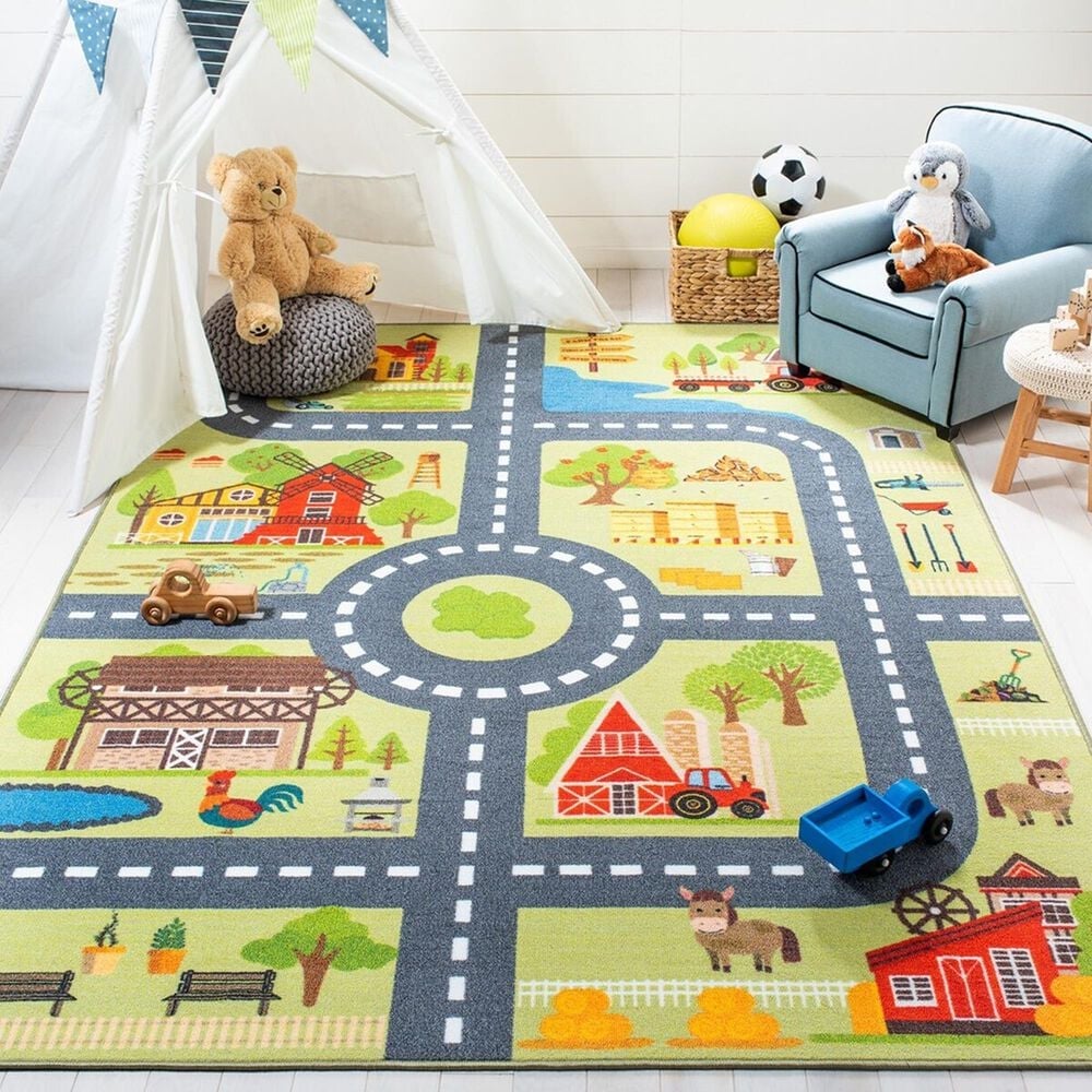 Safavieh Kids Playhouse 4&#39;4&quot; x 6&#39; Light Green and Dark Grey Rug, , large